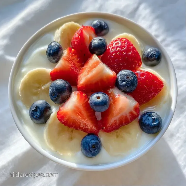 Tall glass displaying precise layers of thick white yogurt, golden oat granola, and bright blue berries on a table.