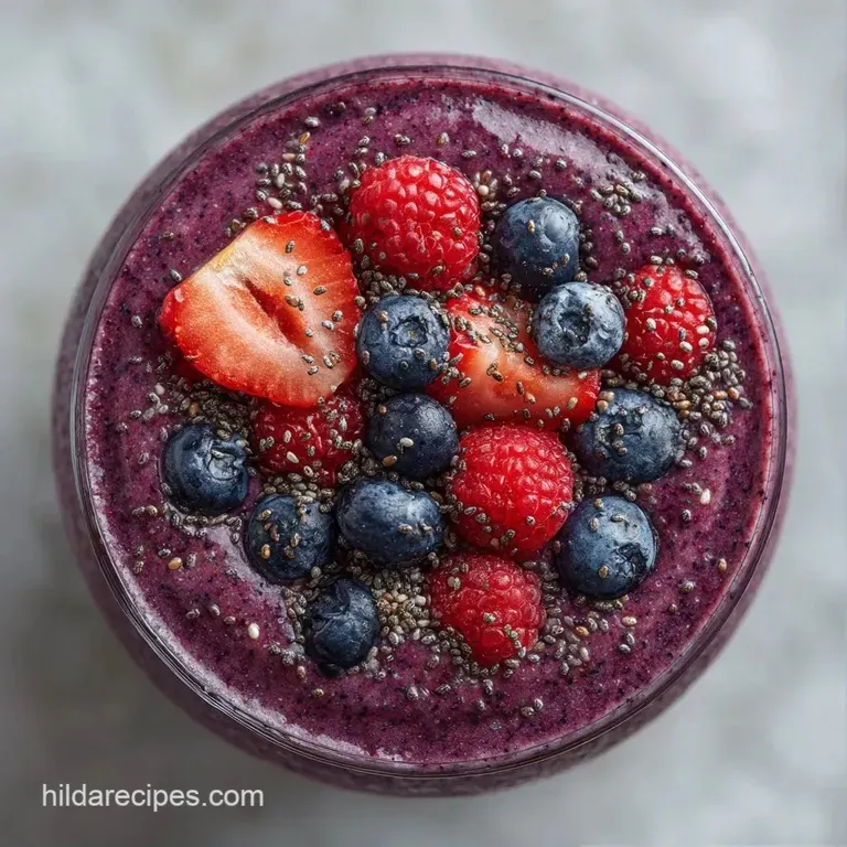 Velvety white beverage in a crystal glass garnished with mint, set on a marble surface with fresh berries.