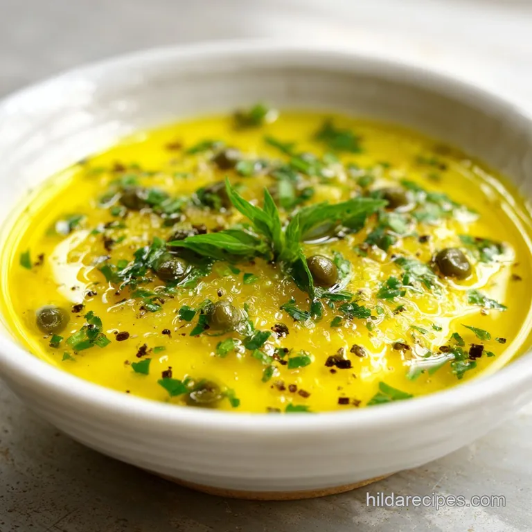 Flaky white fish drizzled with vibrant lemon-caper sauce, served on a white plate; bright, fresh, and perfectly portioned ...