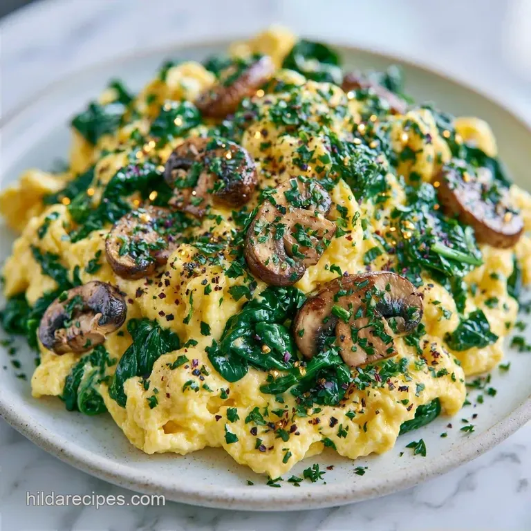 Mushroom Egg Scramble with Baby Spinach