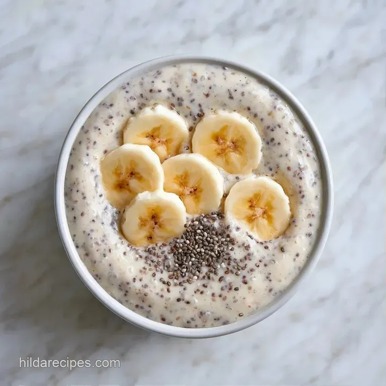 Chilled smoothie in a sleek glass with chia seeds and a mint leaf, set against a bright, minimalist morning backdrop.