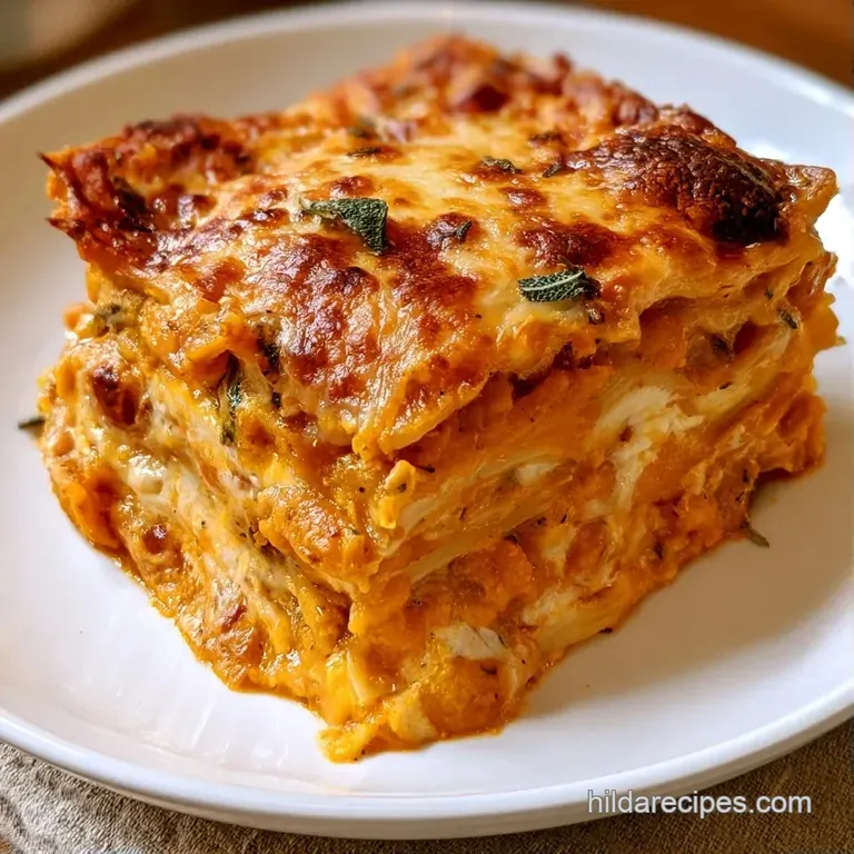 A precise square slice of layered pasta topped with melted mozzarella and a crisp fried sage leaf on a white plate.