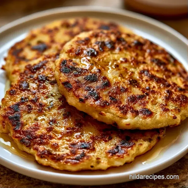 A stack of buttery flatbreads on a ceramic plate with a side of creamy yogurt and vibrant, spicy mango pickle.
