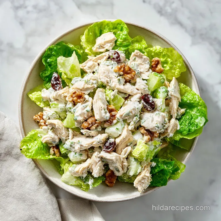Elegant plate featuring a scoop of chicken salad garnished with fresh dill, sitting atop crisp butter lettuce, inviting an...