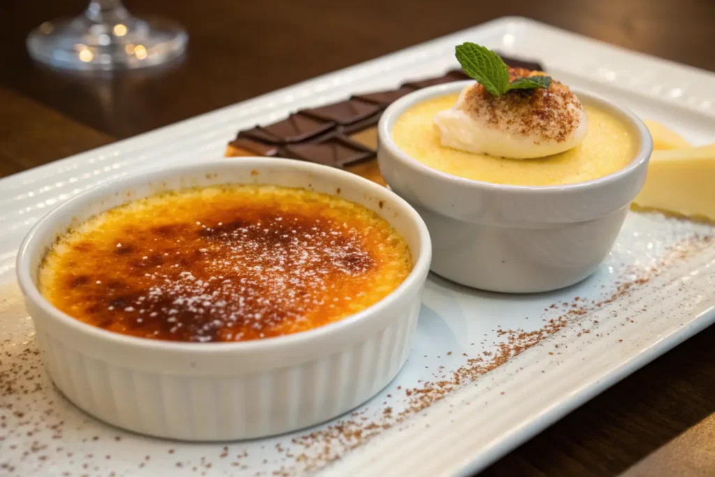 Crème Brûlée and Custard Plated Side by Side