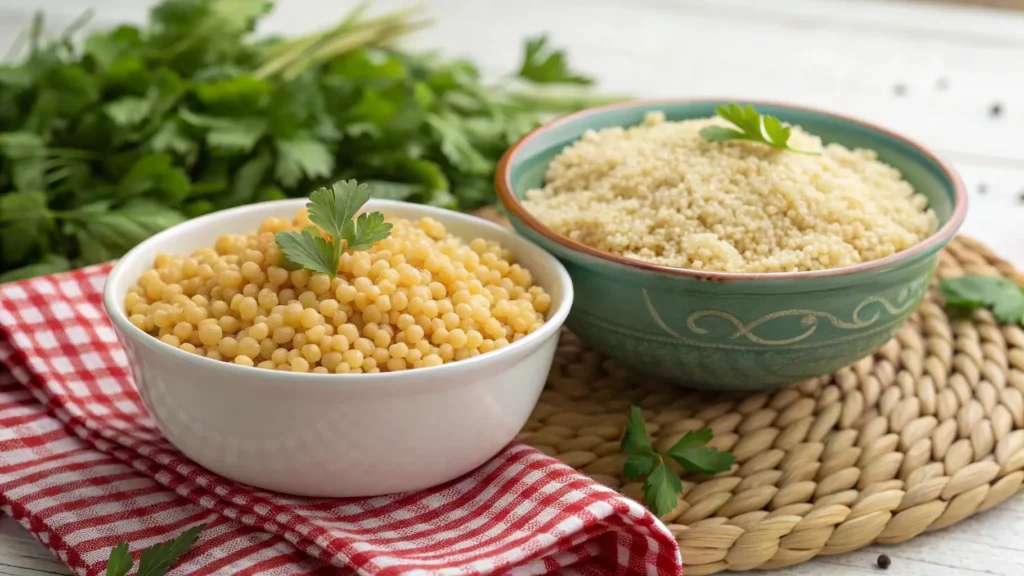 What is the difference between fregola and couscous: Close-up of fregola.