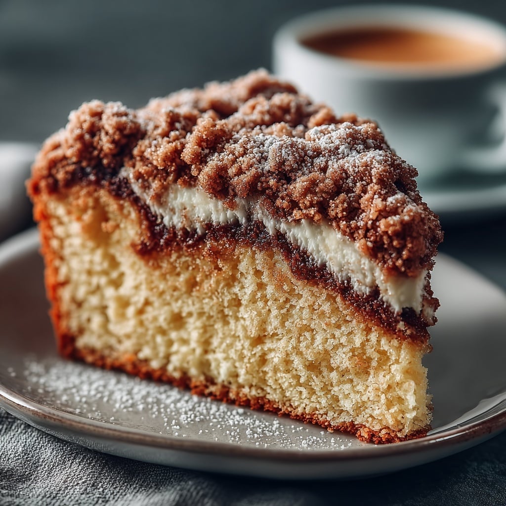 Baked cinnamon nutmeg coffee cake in a square pan